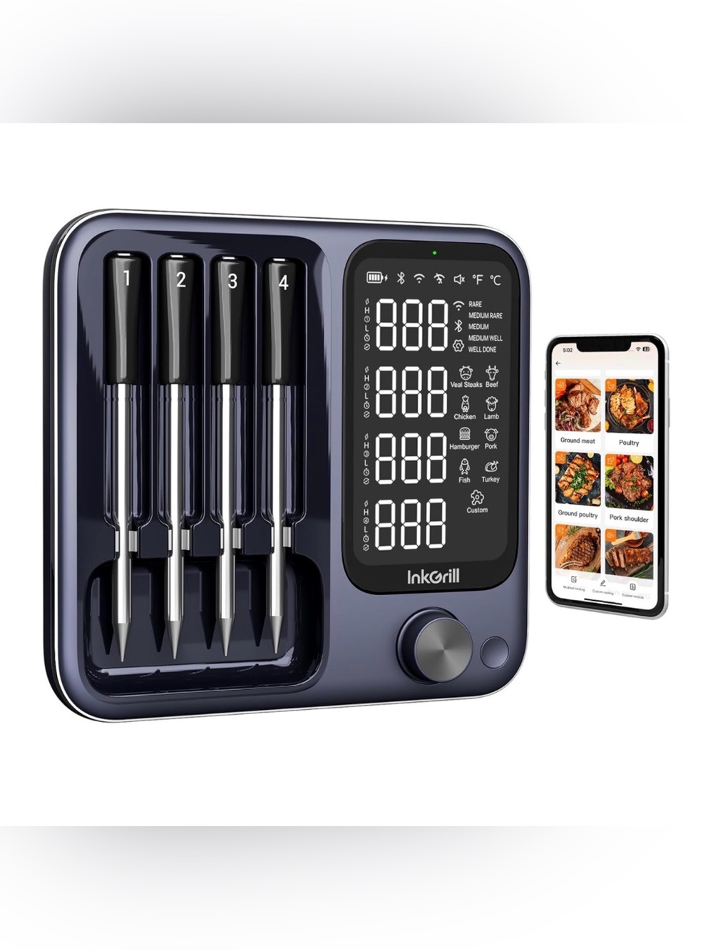 New 4 Probes Wireless Meat Thermometer with APP Control